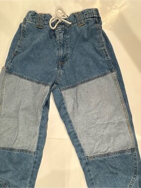 Forever 21 Two Tone Patchwork Denim Joggers XS Drawstring Indie Baggy Hip Hop